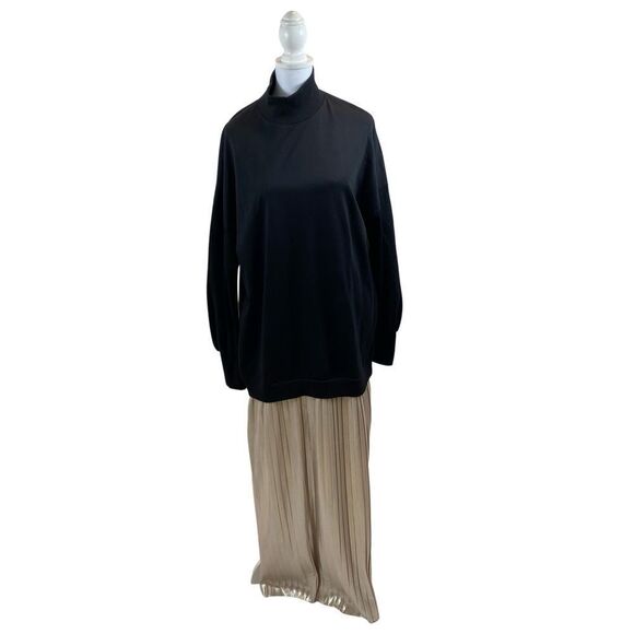 ASOS Drop Waist Mock Neck Pleated Skirt Dress Size 8 - Picture 3 of 9